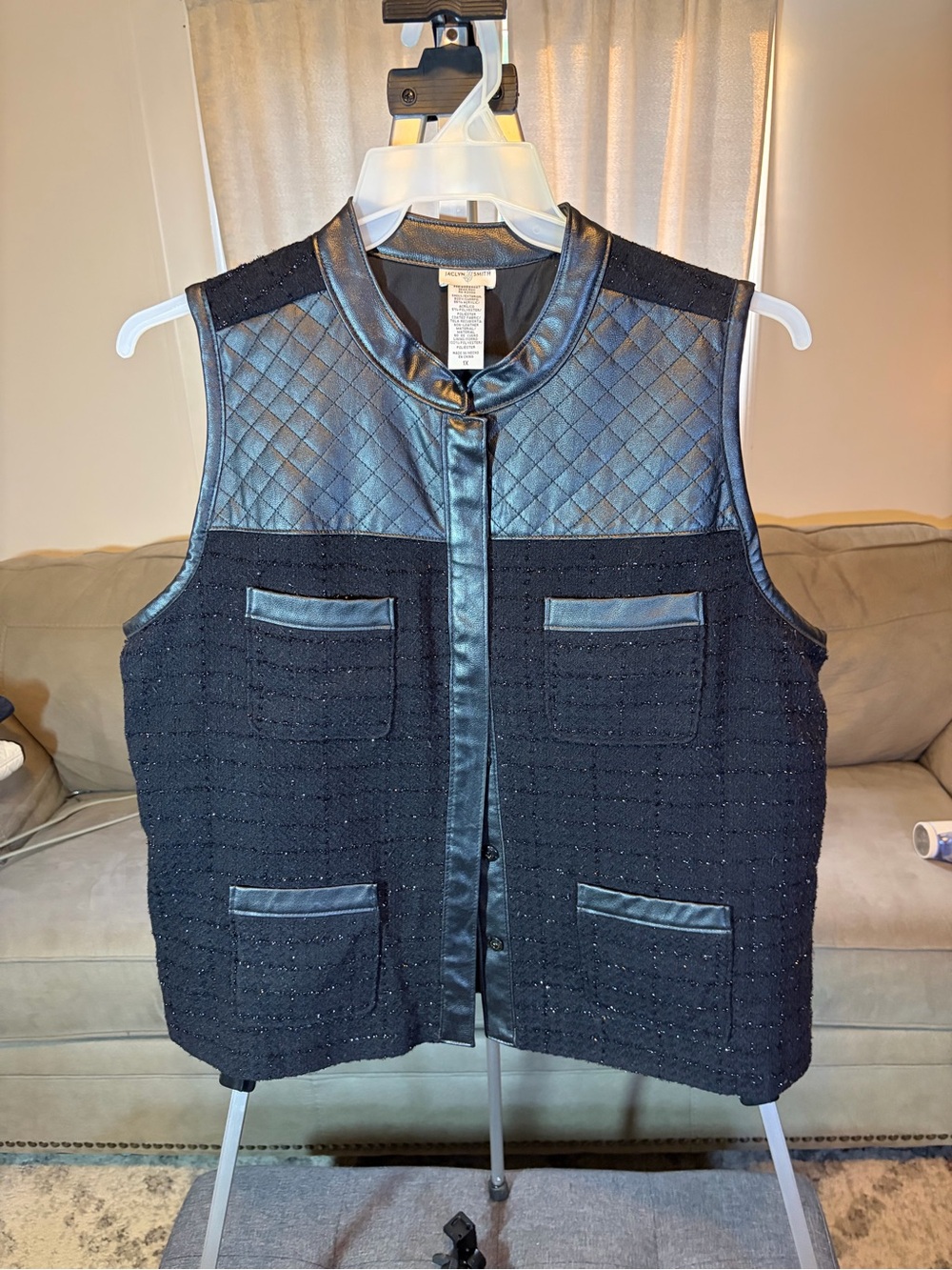 SMITH Black Quilted Faux Leather Jacket